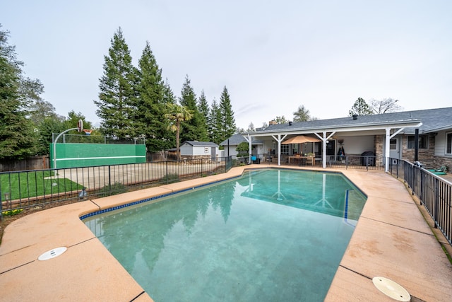 view of pool with a fenced backyard and a fenced in pool