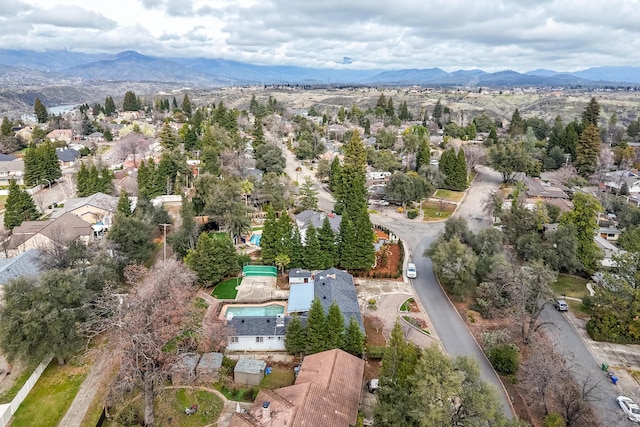 aerial view with a residential view and a mountain view