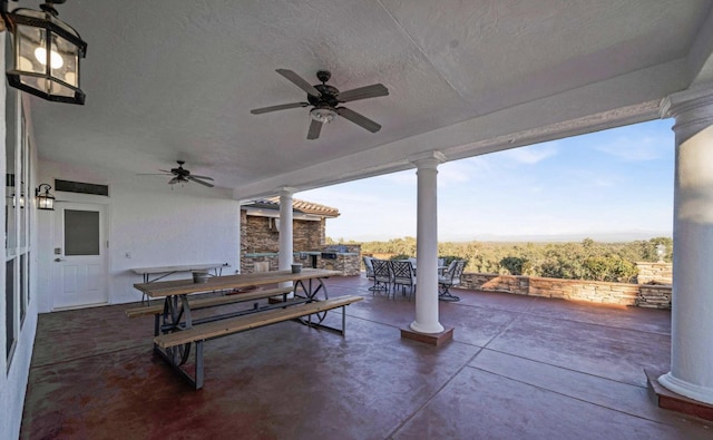 view of patio / terrace featuring ceiling fan