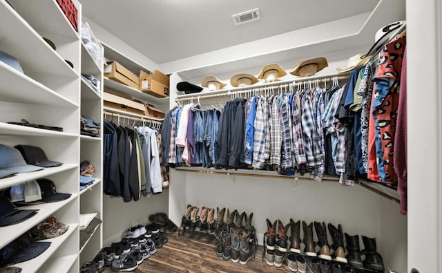 spacious closet featuring hardwood / wood-style floors