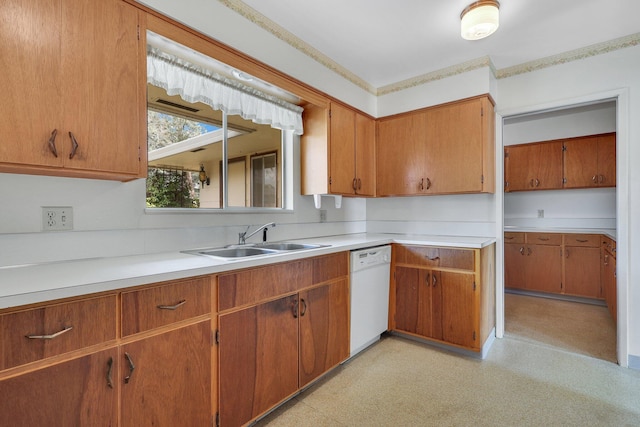 kitchen with sink and white dishwasher