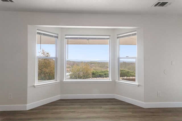 spare room featuring dark hardwood / wood-style floors