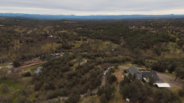 drone / aerial view featuring a mountain view