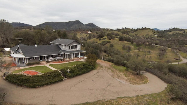 aerial view with a mountain view