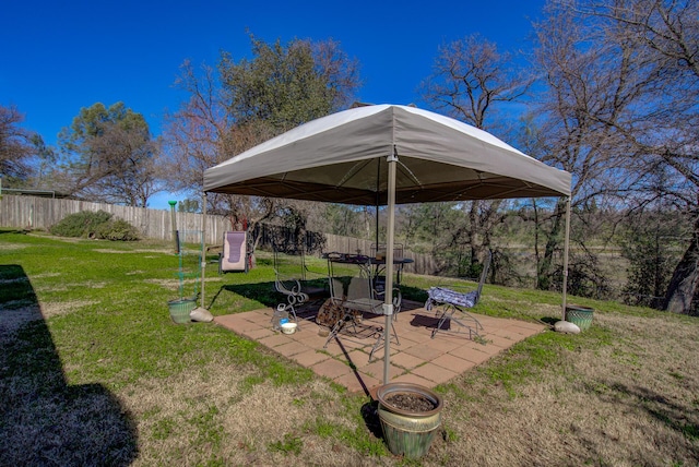 view of yard with a patio area and a fenced backyard