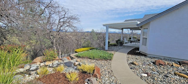 view of yard with a patio and a pergola