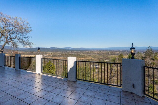 view of patio featuring a mountain view