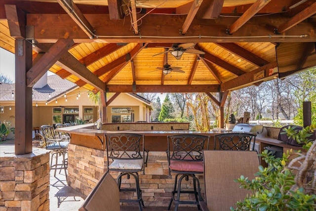 view of patio with a gazebo and area for grilling