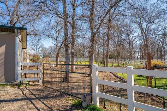 view of yard featuring fence and a gate