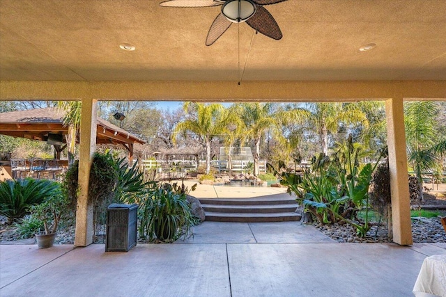 view of patio / terrace with ceiling fan