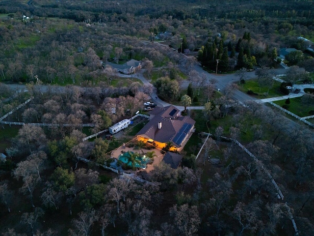 drone / aerial view with a forest view