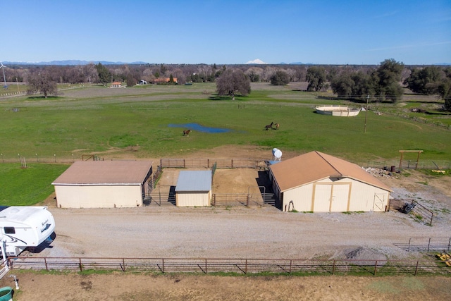 drone / aerial view with a rural view