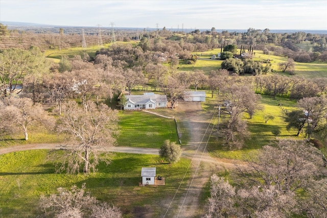 drone / aerial view with a rural view