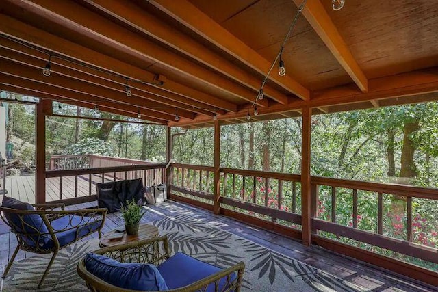 18260 Racoon Dr, Lakehead, CA 96051 - sunroom with beam ceiling and a wealth of natural light