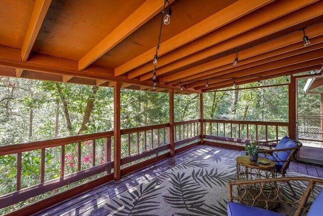 18260 Racoon Dr, Lakehead, CA 96051 - sunroom featuring beam ceiling