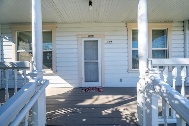 deck featuring a porch