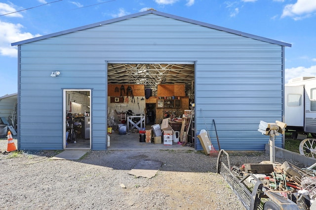 view of detached garage