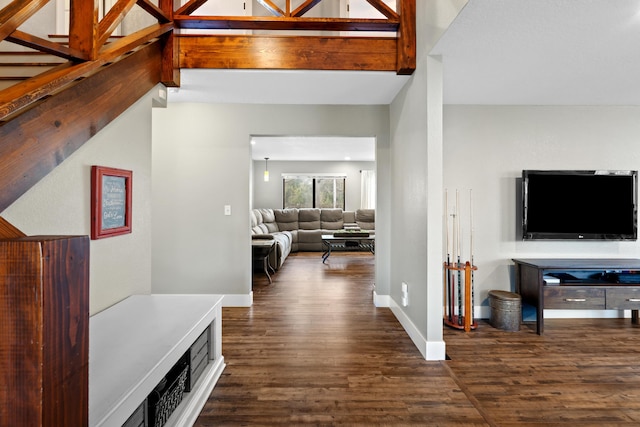 3300 Forest Hills Dr, Redding, CA 96002 - interior space with dark wood finished floors and baseboards