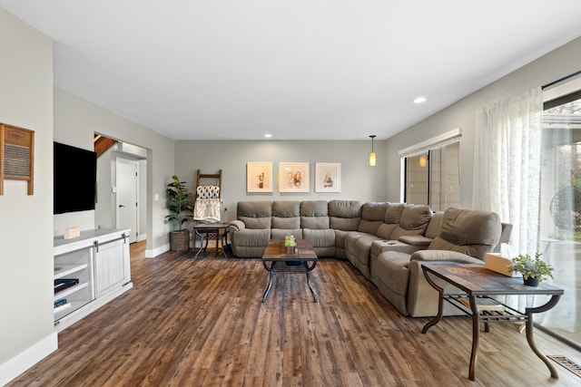 3300 Forest Hills Dr, Redding, CA 96002 - living area with recessed lighting, visible vents, dark wood finished floors, and baseboards