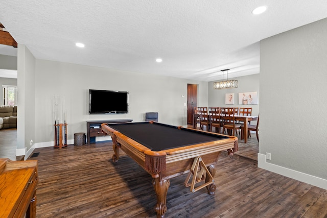 3300 Forest Hills Dr, Redding, CA 96002 - game room featuring recessed lighting, dark wood-style flooring, billiards, and baseboards