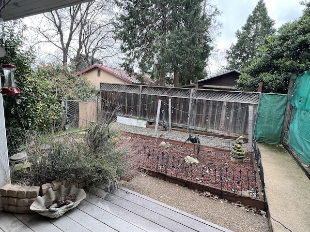 wooden deck featuring a fenced backyard