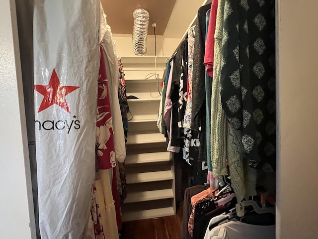 spacious closet featuring wood finished floors