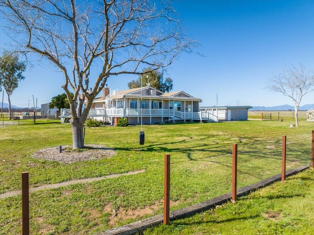 view of yard featuring a deck