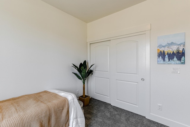 bedroom with carpet floors and a closet