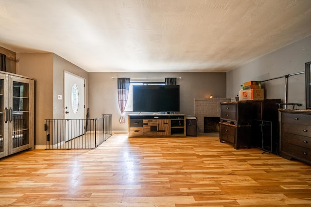 living room featuring light wood-style flooring