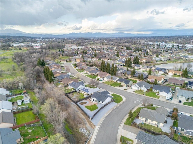 aerial view featuring a residential view and a mountain view