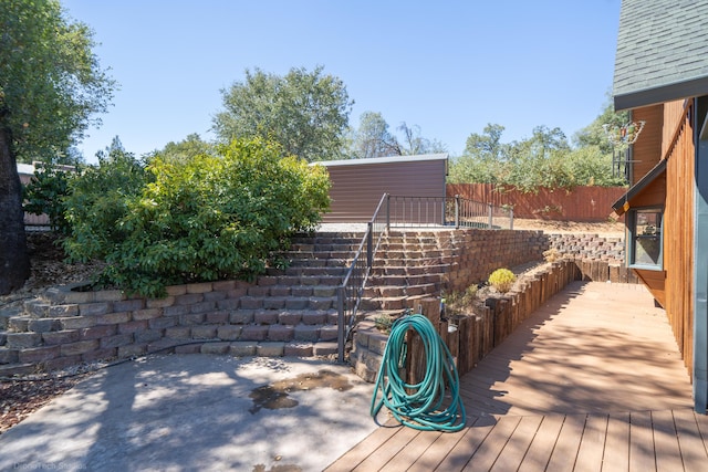 deck featuring fence