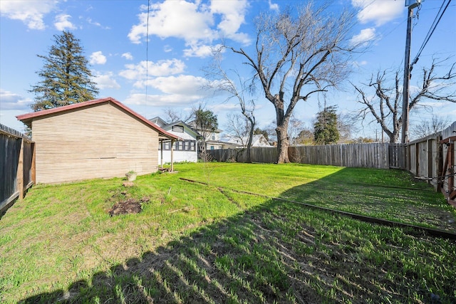 view of yard featuring a fenced backyard