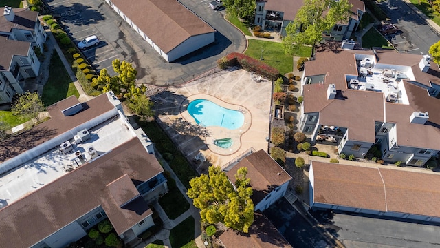 bird's eye view with a residential view