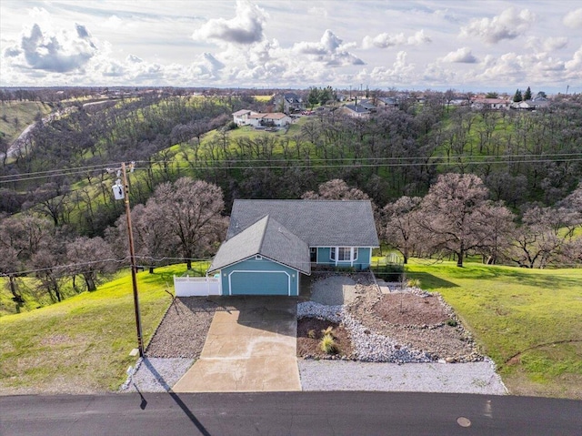 aerial view with a forest view