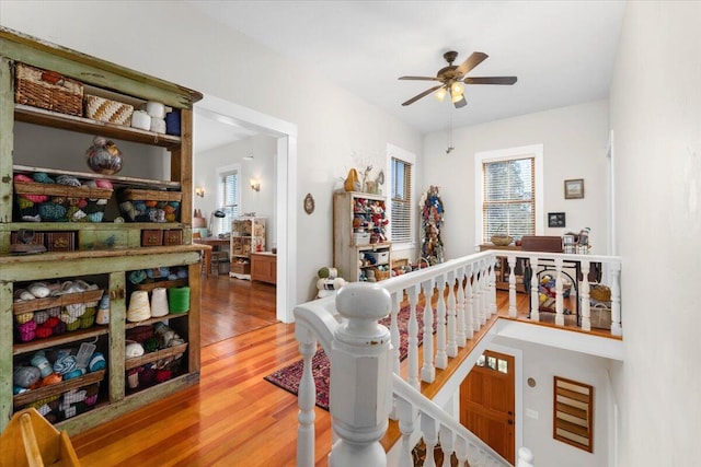 24894 Long St, Fall River Mills, CA 96028 - living room with ceiling fan, plenty of natural light, and wood finished floors