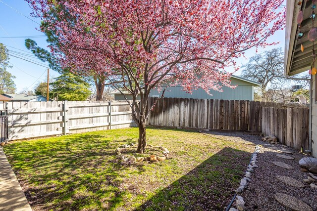 view of yard featuring a fenced backyard