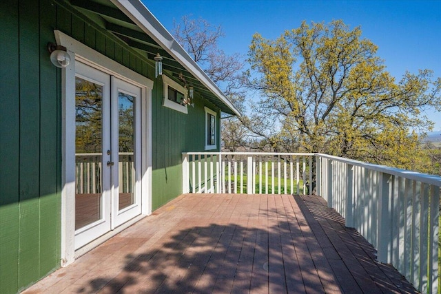 wooden deck with french doors