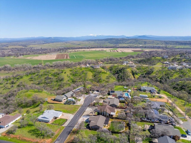 birds eye view of property featuring a mountain view