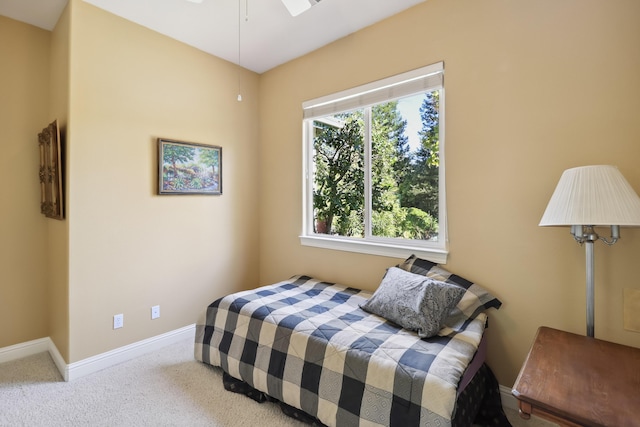 bedroom featuring baseboards and carpet