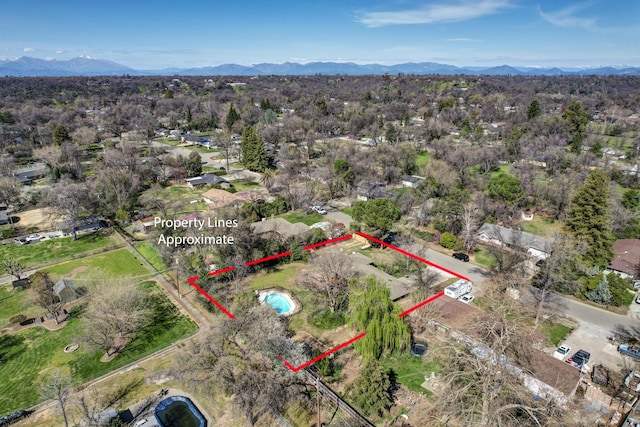 aerial view with a mountain view