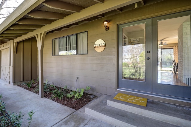 property entrance with french doors