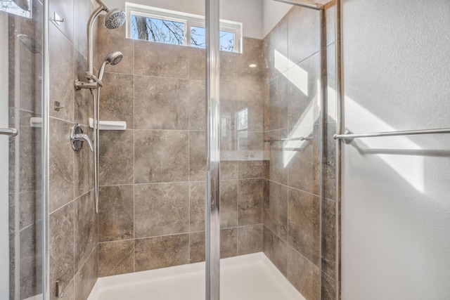 bathroom with a shower stall