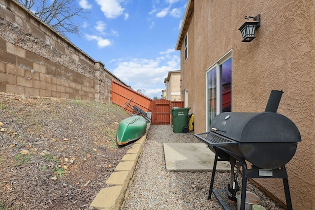 exterior space with a fenced backyard