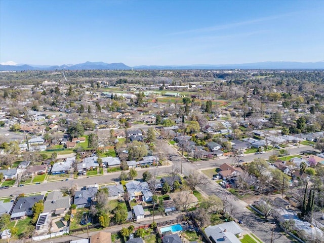 bird's eye view featuring a mountain view and a residential view