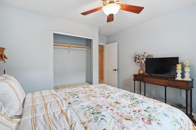 bedroom with a closet and ceiling fan