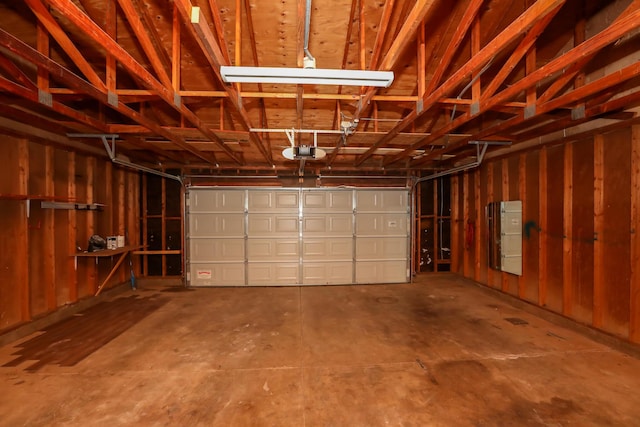 garage with a garage door opener