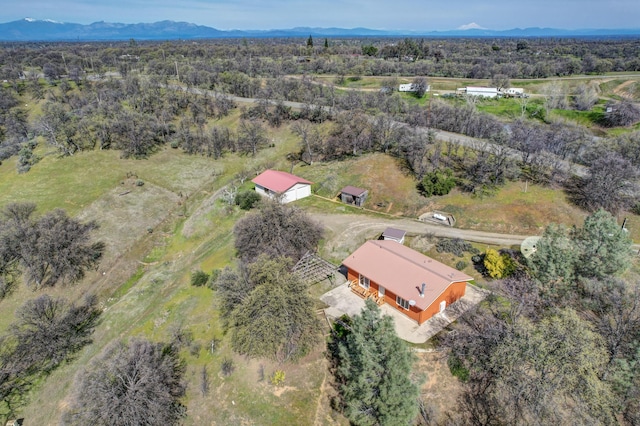 birds eye view of property with a mountain view