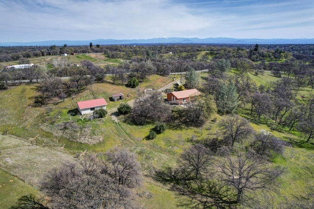 bird's eye view featuring a mountain view and a rural view