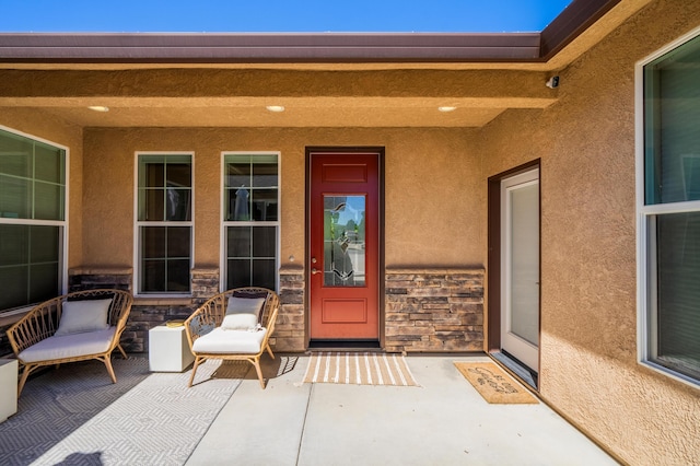 4461 Risstay Way, Shasta Lake, CA 96019 - property entrance featuring stucco siding and stone siding
