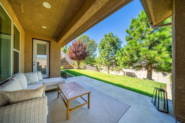 4461 Risstay Way, Shasta Lake, CA 96019 - view of patio / terrace featuring an outdoor hangout area and a fenced backyard